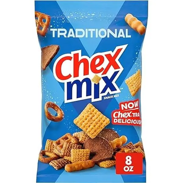 Chex Mix Traditional Original Recipe Snack Mix, Savory Snack Bag, Family Size, 13.5 oz