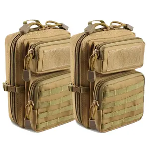 2-Pack MOLLE-Compatible EDC Utility Pouch Set | Tactical Waist Pack for Tools, Phone & Medical Supplies | Compact Design Fits 3-Day Backpacks