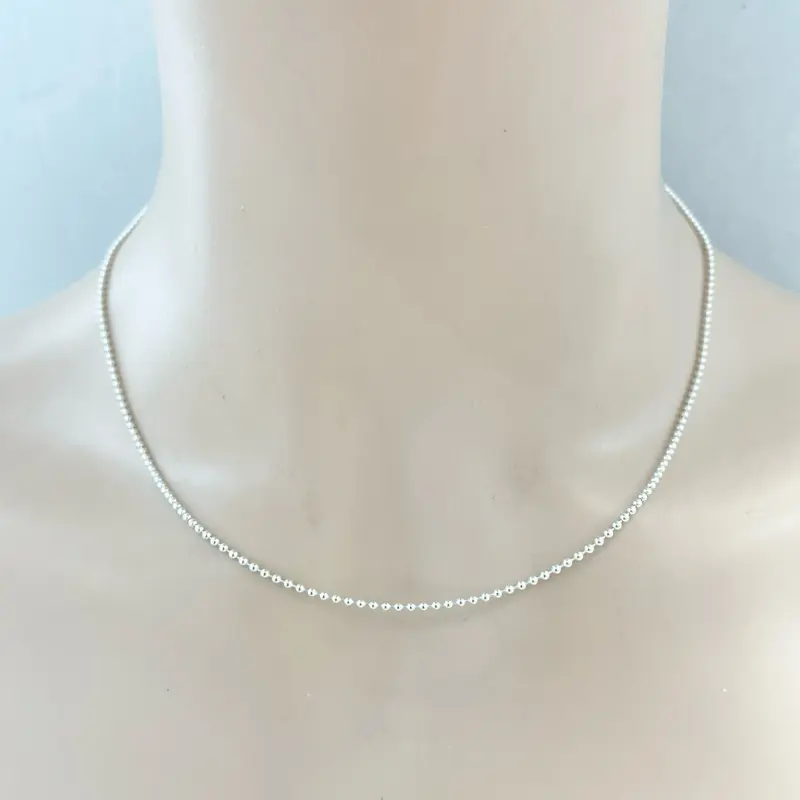 Sterling Silver 925 Beaded Necklace Chain - Available in Sizes 14”, 16”, 18”