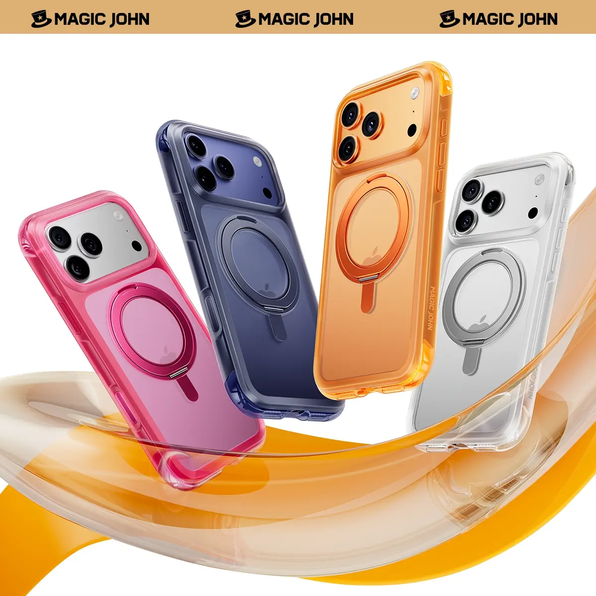 NEW-MAGIC JOHN iPhone 17 Pro/Pro Max Case | MagSafe, 360° Rotating Stand, Shockproof Air Cushion, Matte Anti-Fingerprint