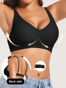 Wireless Buckle Push-Up Lingerie Bra, Seamless Deep V Design, Soft Comfort Fabric, Daily Wear, Women's Ideal Gift, Adjustable Strap, Slim-Fitting,1/2/3/4/5/6 Pack