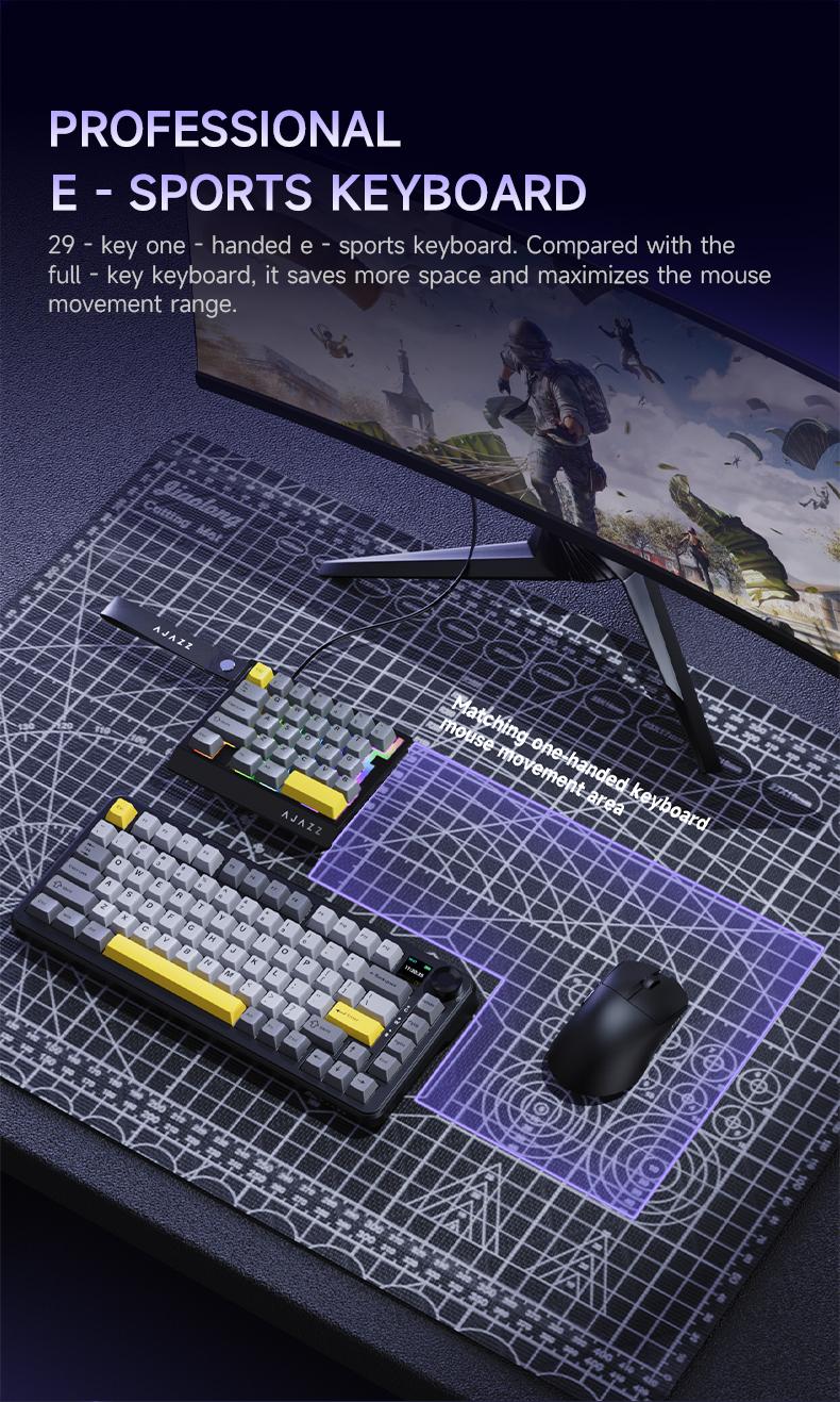 AJAZZ AK029 Single-Handed Wired Magnetic Gaming Keyboard 8K Hz, RGB, 0.01mm RT Precision，29 Keys, For FPS Gaming Colorful RGB  Backlight Web Driver Support Gaming Keyboard