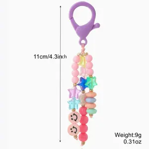 1pc Keychain Pendant, Smiley Love Letter Charm for Girlfriends Couple Gift, Cute Schoolbag Accessories, Keychain for Bags, Floral Pattern Keychain, Keychain Kawaii, Keychain Decor