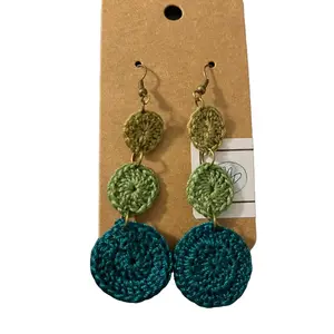 Three Tiered Crochet Circle Earrings - Customizable Colorway - Fashion Accessory