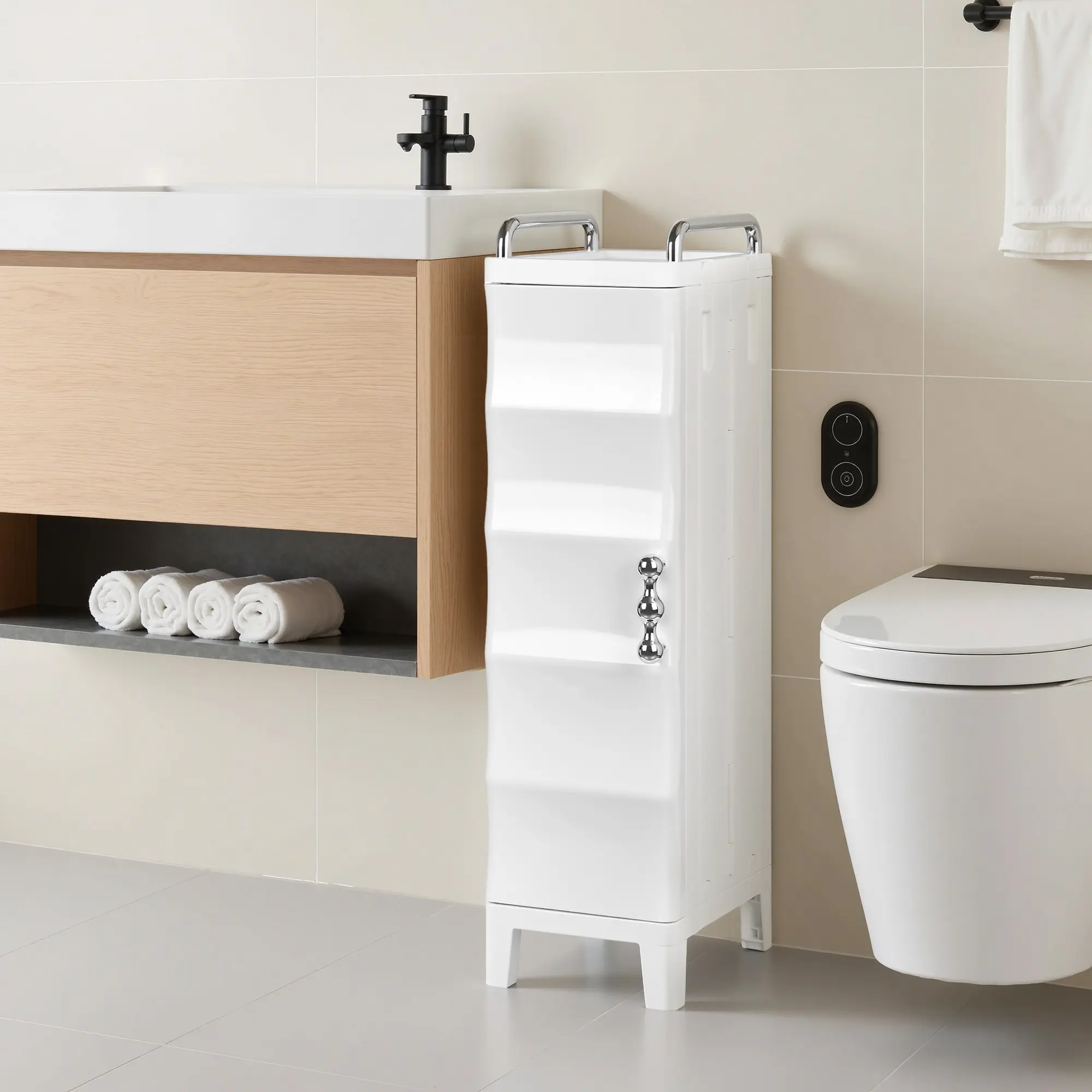 VECELO 3/6-Tier Foldable Plastic Storage Cabinet with Clear Doors, Removable Adjustable Shelves, Space-Saving Freestanding Organizer for Bathroom, Bedroom, Kitchen, Office