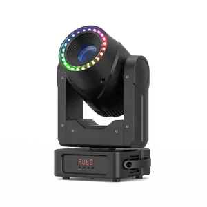 UKING 150W RGBW stage light with 7 color patterns and a ring shaped LED halo featuring pixel control ring control and strobe effects Perfect for parties KTV DJs stages bars Christmas and Halloween events