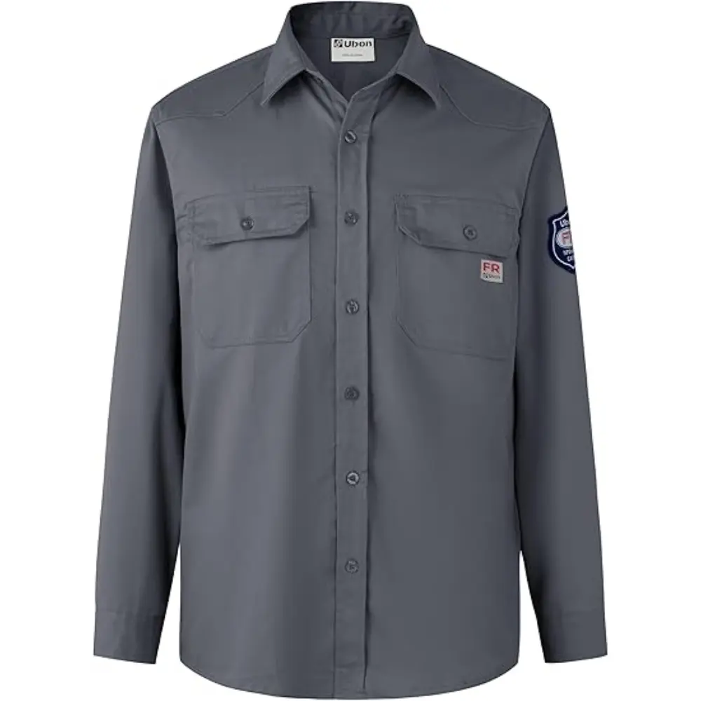 FR Shirts for Men Welding Shirt Long Sleeve FRC Work Shirt Flame Resistant Welder Shirts 9 Oz