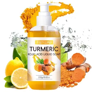 Turmeric Kojic Acid Liquid Soap 250g - Moisturizing Bath for All Skin Types with Ginger and Turmeric