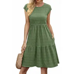 Shewin 2026 SummerVibes Dresses Women's Sleeveless Tiered Lightweight Breathable for Casual Wear