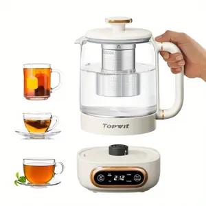 Topwit Electric Tea Kettle 11 Temperature Control 4 Presets Glass Kettle with Removable Infuser 0.8L Fruit Tea Kettle for Coffee Formula Tea Maker 8H Keep Warm Boil-dry Protect Beige cos origlass boil dry protection Heater Kitchen Appliances