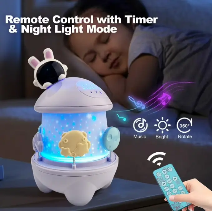 DOMQGA Night Light Projector for Kids, Projector Light for bedroom,12 Films Remote 360° Night Light Projector,for Gifts Toys,Purple