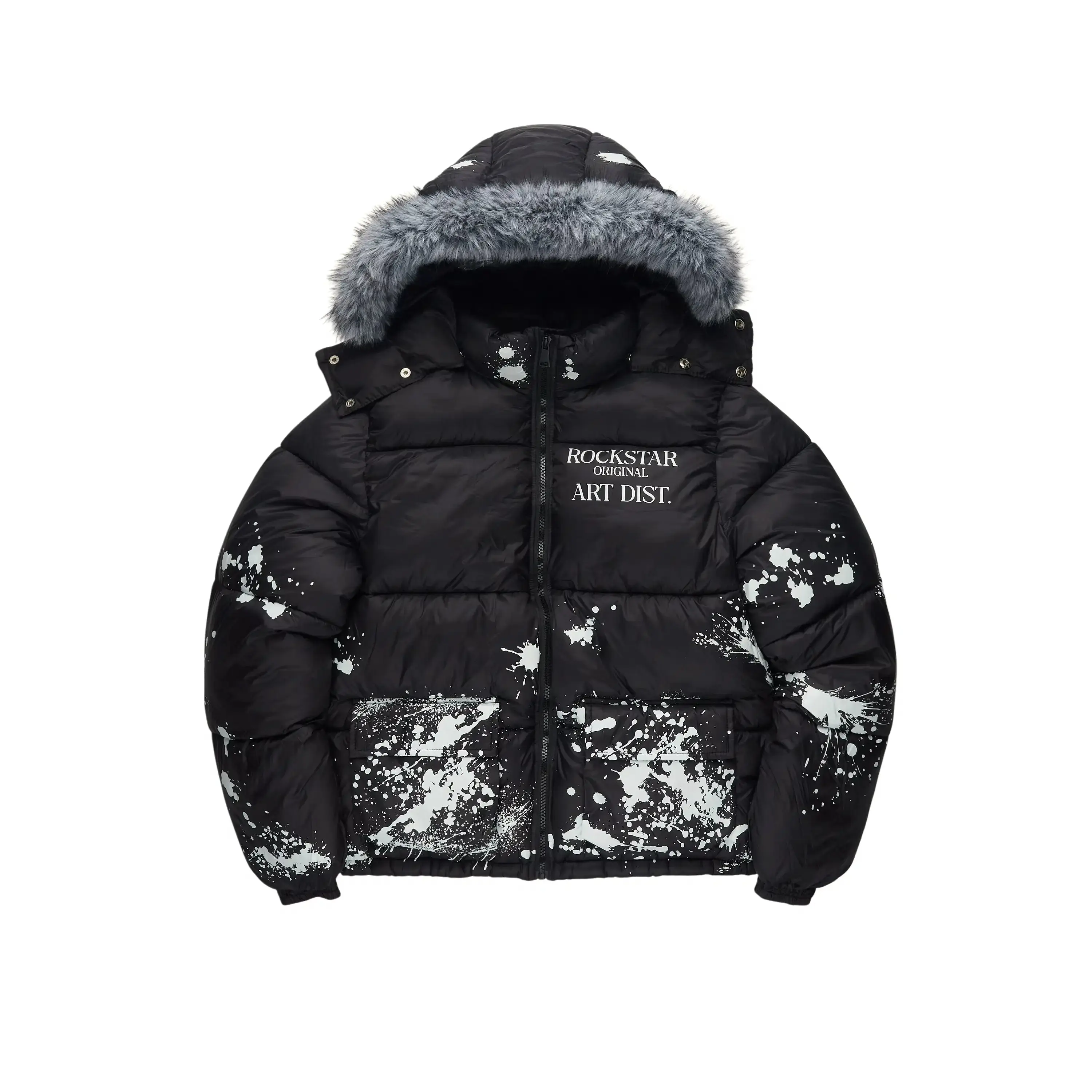 Filipa Black Painted Puffer Jacket