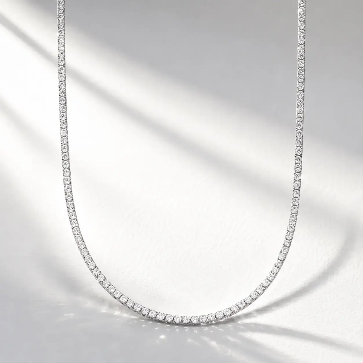 Simulated Diamond Tennis Necklace for Women, Classic 18"/20''/22" with Secure Box Clasp Safety Latch