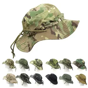 Camouflage Enthusiasts Square Pocket Camo Bonnie Cap US Bucket Benny Hats Multicam Fishing Outdoor Hiking Sun Caps Unisex Polyester Cotton Gore-Tex All Seasons