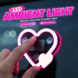 Solar Heart Car Atmosphere Light - Cute Heart-Shaped LED Window Lamp, Smart Motion & Light Sensor, No-Wire Suction Cup Romantic Car Decor funny gift