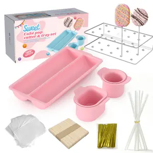 Cake Pop Cutter, Cake Pop Mold Set, Cake Pop Sticks, Cake Pop Wrappers with Ties,Baking Supplies & Tools for Easter and Mother's Day,Ideal Baking Molds for Home, Weddings, and Parties.