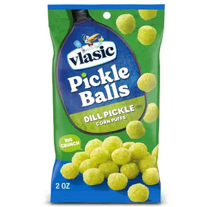 Pickle Balls, Dill Pickle Flavored Corn Puffs, Pickleball Gifts, 2 oz.