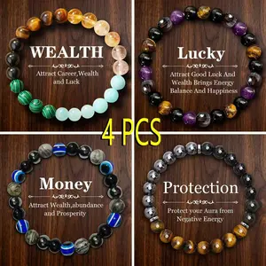 4PCS Exquisite Bohemian Beaded Bracelet - Natural Citrine, Malachite,Jewelry for Banquet Party,  and Gift for Her couple  bracelet 4b  blue fashion artificial bracelet  of  the  day party banquet elegant bohemian Colorblock Beaded Crystal Bracelet