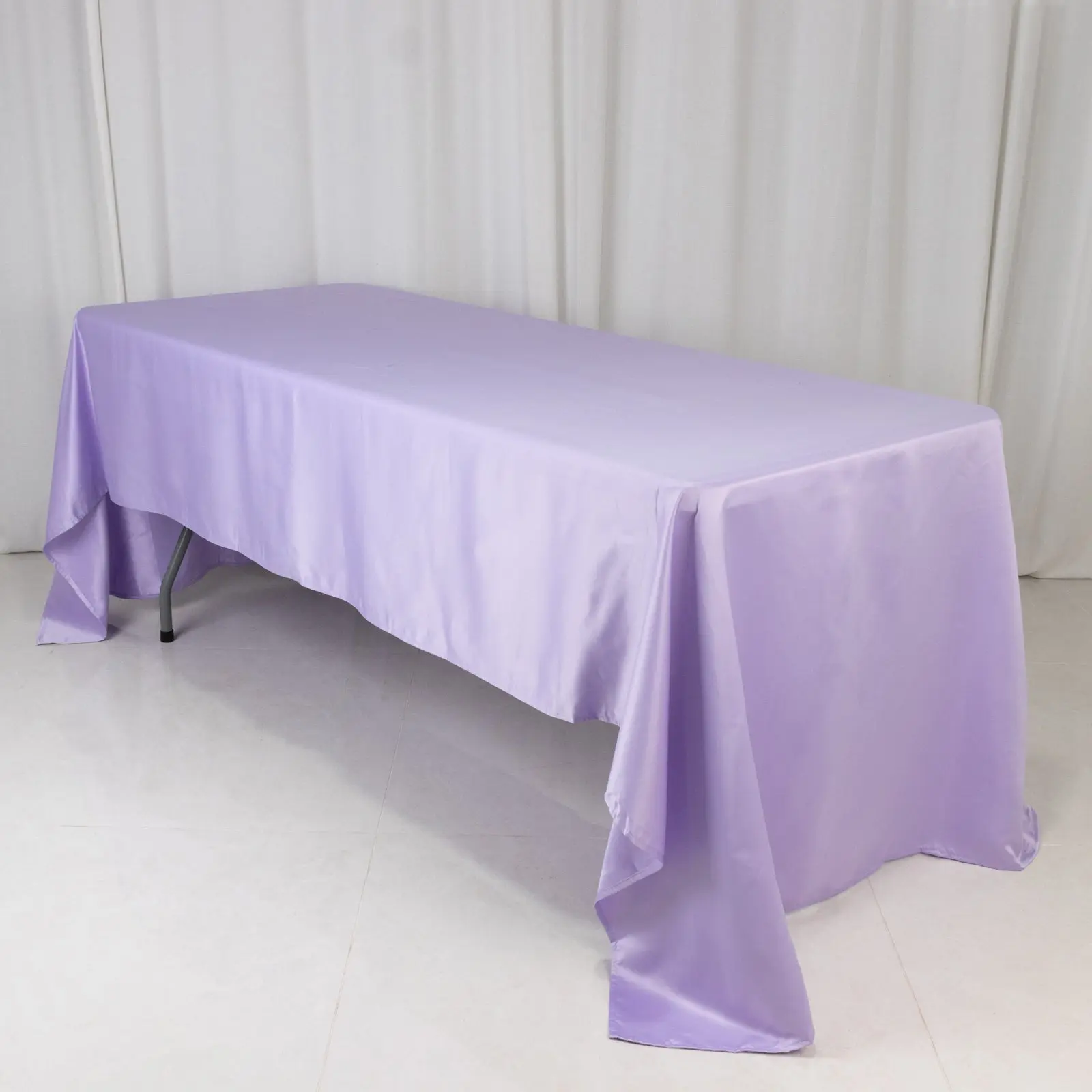 Lamour Satin Rectangular Tablecloth, 60"x126" Lavender Lilac - Fade-Resistant, Wrinkle-Resistant Decorative Table Cover for Wedding, Birthday, Photography Backdrop