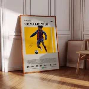 Ronaldinho Poster, Brazil Football Poster, Soccer Gifts, Sports Poster, Football Player Poster, Soccer Wall Art, Sports Bedroom Posters