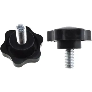 2pcs Hex Handle Threaded Knobs Star Bump Shape M8 16mm Screw Length 38mm Head Diameter Solid Plum Clamping Handgrip Nut Screw No Tool Needed Plastic Knobs for Table Stand Deck