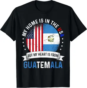 [100% Cotton] Guatemalan American Patriot Heart is from Guatemala Flag T-Shirt streetwear dtf printing