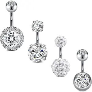 1/4 Inch Short Belly Button Rings, 14G 6mm Stainless Steel, Suitable for Women and Men