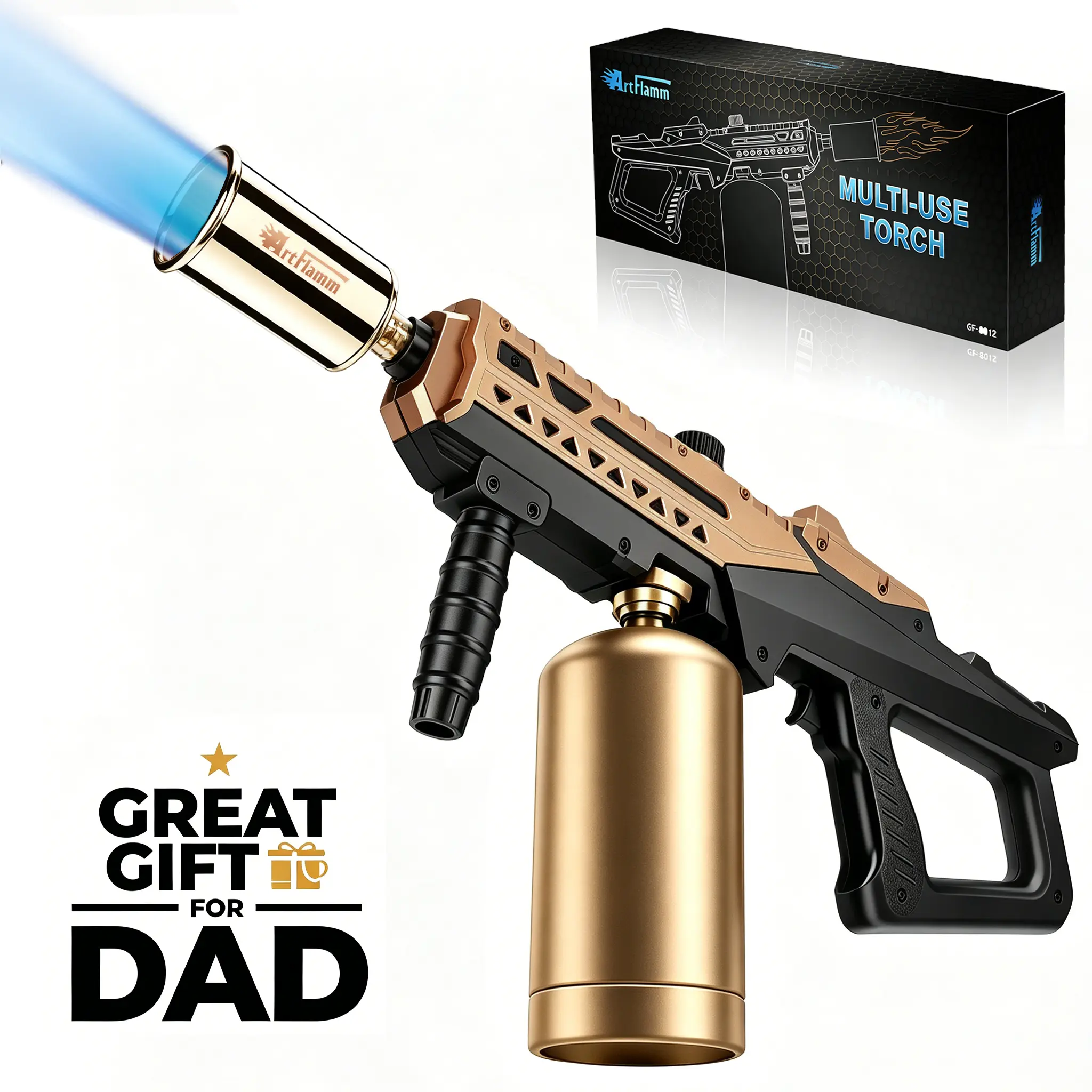 ARTFLAMM Powerful Propane Torch Gun | Great Father Day Gift, Culinary Torch Campfire Starter, Adjustable Torch Burner for Searing Steak, BBQ, Welding (Propane Tank Not Included)