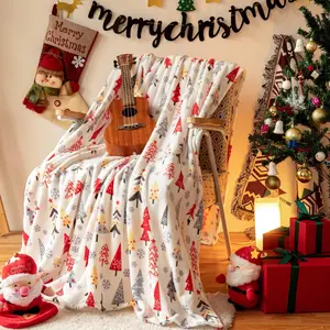 Snowflake Print Blanket, Christmas Theme Pattern Flannel Blanket, Soft Warm Throw Blanket Nap Blanket For Couch Sofa Office Bed Office Camping Travelling