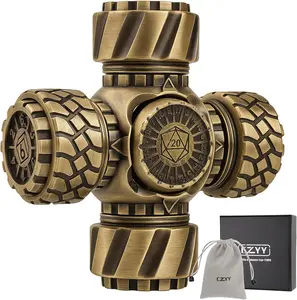 DND Spinner Dice – 7-in-1 Metal Polyhedral Dice Set with Rotating Sides & 4 Wheel Spinners | Stress Relief, Easy to Read, Great Gift and Accessories for DM, Gamer & Collector (Style B)