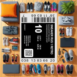 Sneaker Box Label Flannel Area Rug - Retro Sneaker Box Design, Soft Non-Slip Mat for Bedroom & Sneaker Room, Hypebeast Style Home Decor, Super Soft Rug #SneakerRug #HypebeastDecor #SneakerBoxCarpet #FlannelMat #NonSlipRug