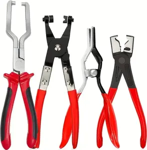 Professional Hose Clamp Kit 4Pcs, Fuel Line Pliers Set, Includes Disconnecting Pliers, Crimping Plier, Cutting Plier, And Wire Strippers for Tackle Wiring, Electrical Repairs, Auto Maintenance (4)