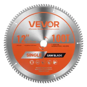 VEVOR Circular Saw Blade,  305 mm Diameter, 100 Sharp Alloy Teeth, 25.4 mm Arbor, Fine Finish, Aluminum Cutting Blade for Circular Saw, with Noise-Reducing Heat Vents, for Cutting Steel and Metal