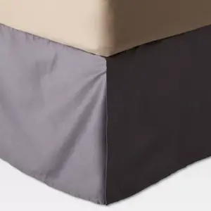 Threshold Bed Skirt Oversized Sateen Pleated Wrinkle-Free, Gray, Queen