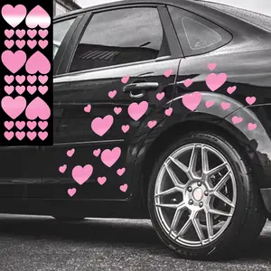 30Pcs/1 Set Heart-Shaped Car Stickers, Cute Love Pattern Self-Adhesive Vinyl Waterproof Decals Sticker for Cars for Car Body Windows Bumpers Exterior Accessories, Valentine's Day Gift for Boyfriend Girlfriend