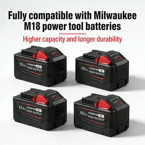 18V 12.0Ah High-Capacity Battery 4-Pack For Milwaukee M18, Compatible with 48-11-1852 M18 Lithium Replacement Battery Pack milwaukee accessories