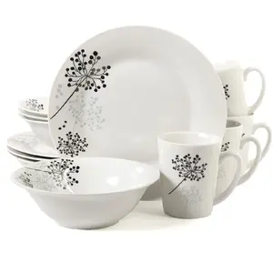 Dinnerware Set, 12 Piece, White, 9 inches