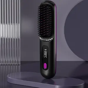 One-Minute Salon Anywhere: Cordless Ionic Straightening Brush with MCH Fast Heat & 3D Safe Teeth, USB-C Portable Frizz Control