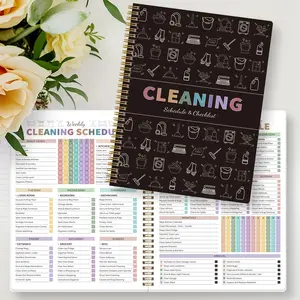 Colorful Cleaning Planner Notebook, Home Chore Management Manual, Monthly Annual Checklist, Weekly Task Scheduler, Durable Thick Paper, Spiral Bound Planner