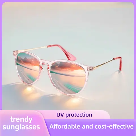 FEICE Unisex Polarized Full-Rim Sunglasses - 2-Pair Retro Mirrored Blush Pink & Black Plastic Shades, Large Oval Frames, Anti-Ultraviolet Rays, UV Protection for Daily Wear, Activity Party Use, Eyewear-Safe