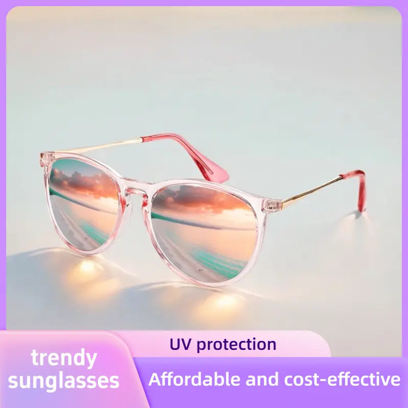 FEICE Unisex Polarized Full-Rim Sunglasses - 2-Pair Retro Mirrored Blush Pink & Black Plastic Shades, Large Oval Frames, Anti-Ultraviolet Rays, UV Protection for Daily Wear, Activity Party Use, Eyewear-Safe