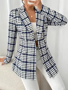 Women's Western Style Suit Jacket Collared Long Sleeve Fitted Print New Arrival Fashionable Trendy Blazer Chic Charm Aesthetics Versatile Everyday Elegant Fit Recommendation, Stylish Outerwear for Ladies Formal Office Wear
