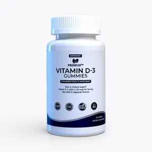 Premiux Vitamin D Gummies 2,000 IU — Immune & Bone Health for the Whole Family, Dietary, Natural, Muscle, Supplement, Gummy Vitamins Supplements, Clean