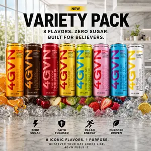 4GVN Energy Drink – 12 Cans, 200mg Natural Caffeine, Zero Sugar