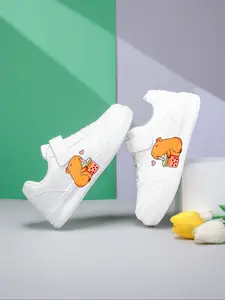 New Kids Boys Girls Fashion Cute Capybara Drink Milk Tea Print Sneakers, Easy Slip-On Casual Shoes, 2D Printed Magic Tape Design, Casual Trainers