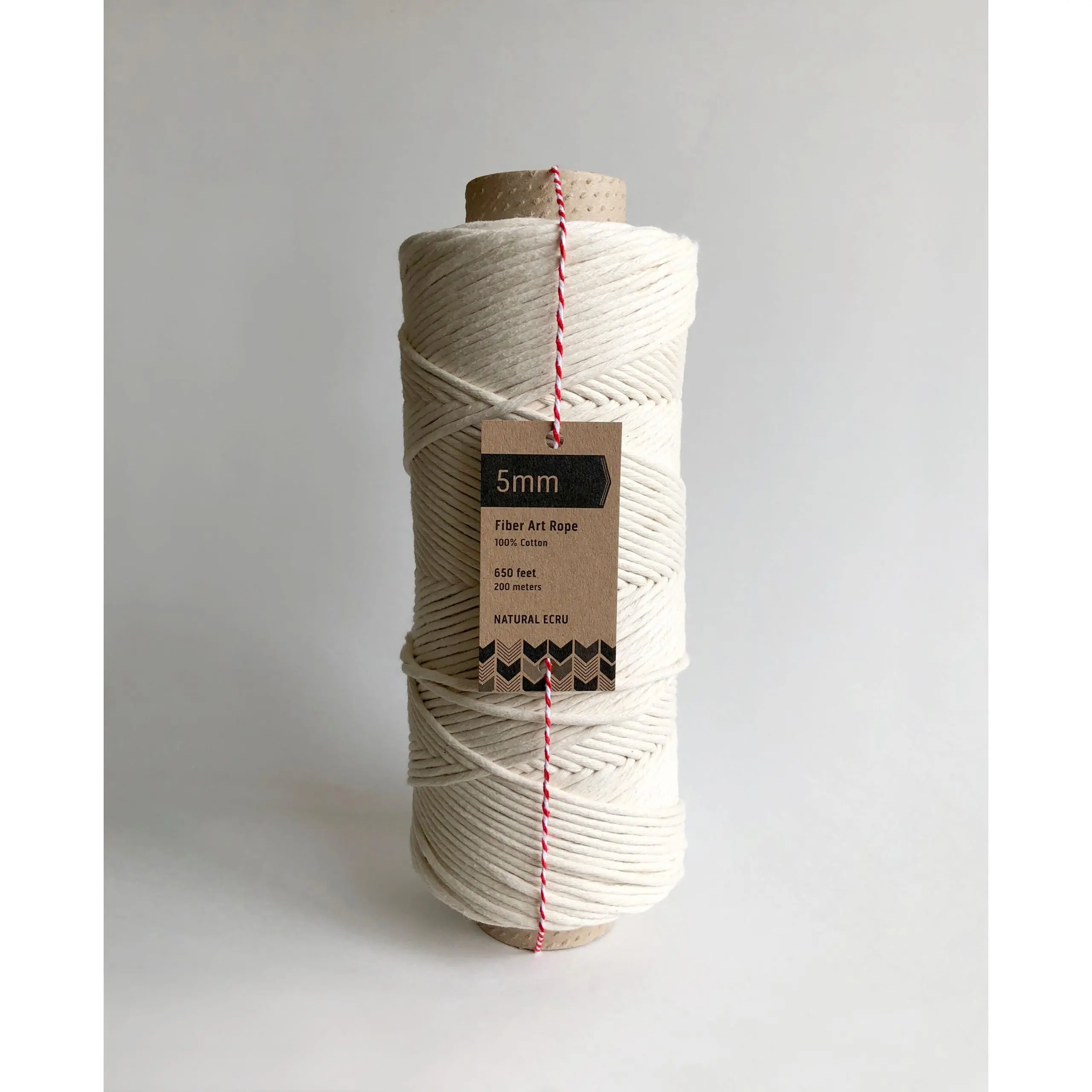 5mm Single Strand Macrame Cord 1 Ply Twisted Cotton Craft Rope - Natural Beige Fiber Art String
