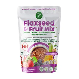 Ground Flaxseed & Fruit Mix, Red Berries Flavor, Ground Flax Seeds, High in Natural Fiber & Omega-3, Digestive Support - Linaza Natural.