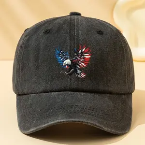 Unisex Vintage Washed Baseball Cap - Patriotic American Flag Eagle, Lightweight Outdoor Hat for Men & Women, Curved Brim, Non-Stretch Fabric (Black/Blue/Red/) - Perfect for Camping, Driving, Everyday Casual Wear. Fabric.