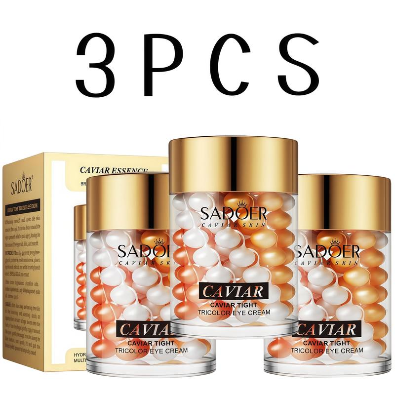 Women's Sadoer Caviar Extract Eye Cream 60g - Korean Unisex Skincare, Moisturizing Hydrating Firming Soothing Anti-Ageing Tightener with Reusable Gel Eye Patches, Brightening Holiday Beauty Supply
