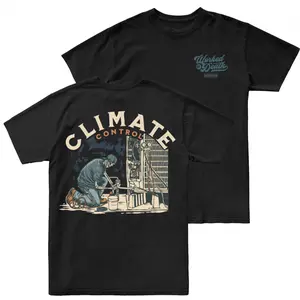 Workman Climate Control T Shirt 2 Sides, HVAC Technician Graphic Tee, Vintage Air Conditioning Repair Design, Heating Cooling Workwear Shirt, Soft Cotton Blend Tee, Gift for HVAC Pros & Tradesmen